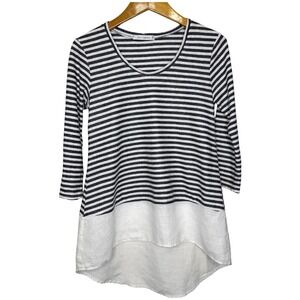 cut loose Striped Tunic XS Linen Black/White